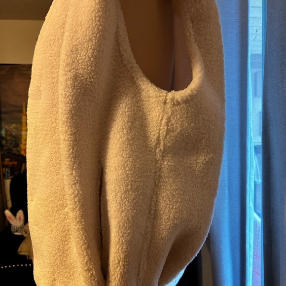 Anthropologie Cream Sherling oversized Vest Jacket - Picture 4 of 7